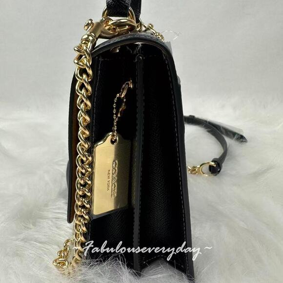 Coach Klare Top Handle Bag Crossbody In Crossgrain Leather/Gold/Black CY686 NWT - Picture 4 of 9